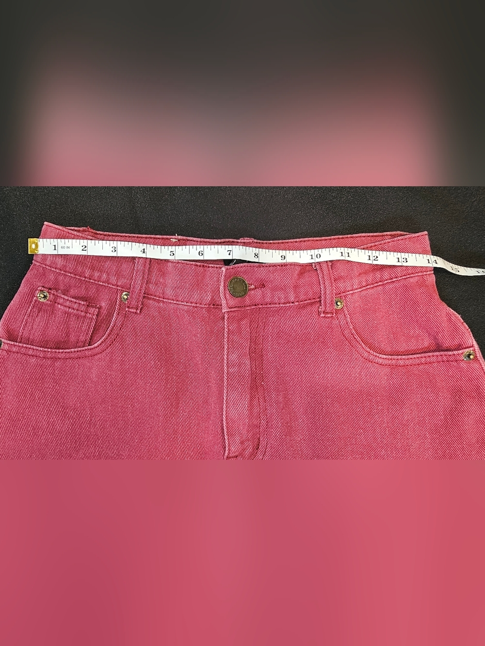 Nasty Gal Red Star Patch Distressed Denim Shorts Festival Y2K Raw Hem High Rise - Picture 4 of 4